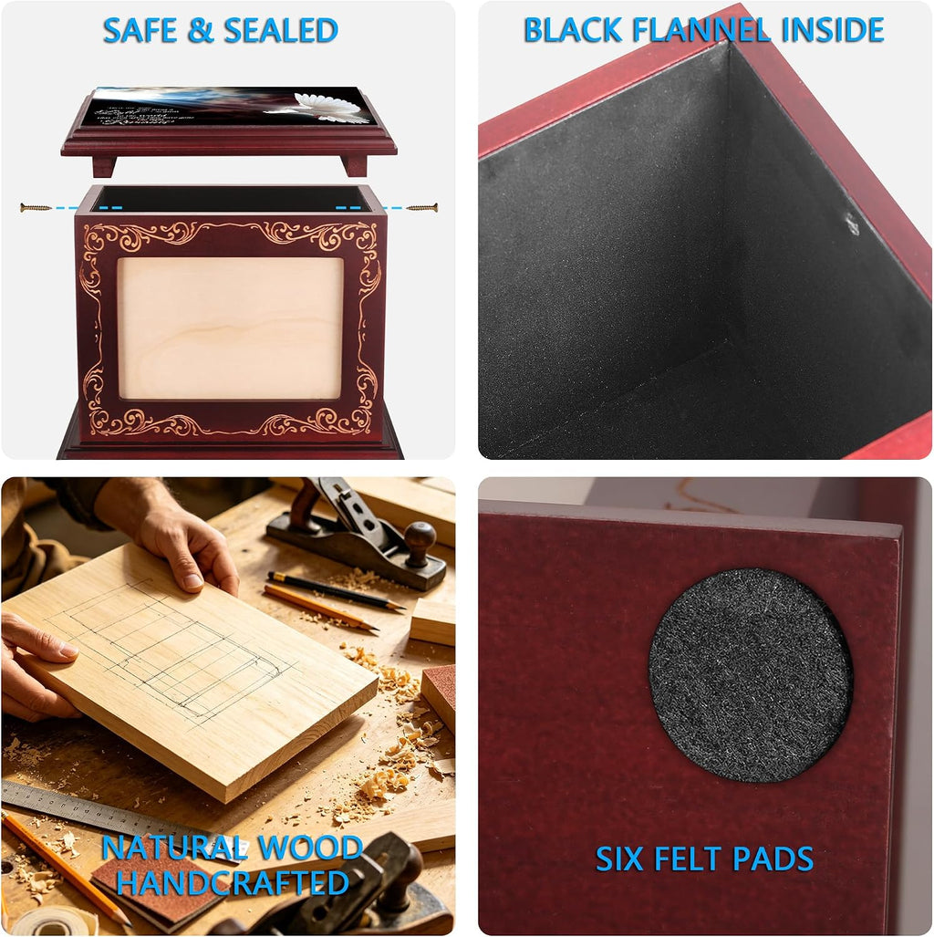 Cremation Urns for Human Ashes Adult Up to 200 IBS with Photo Frame