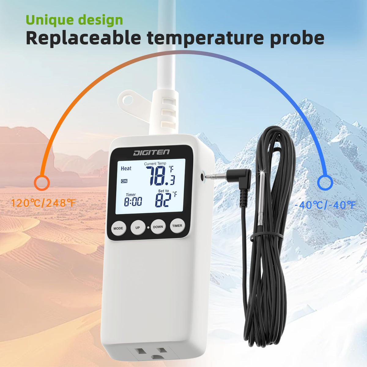 DIGITEN Temperature Controller with Timer, 15A/1800W Plug in Thermostat