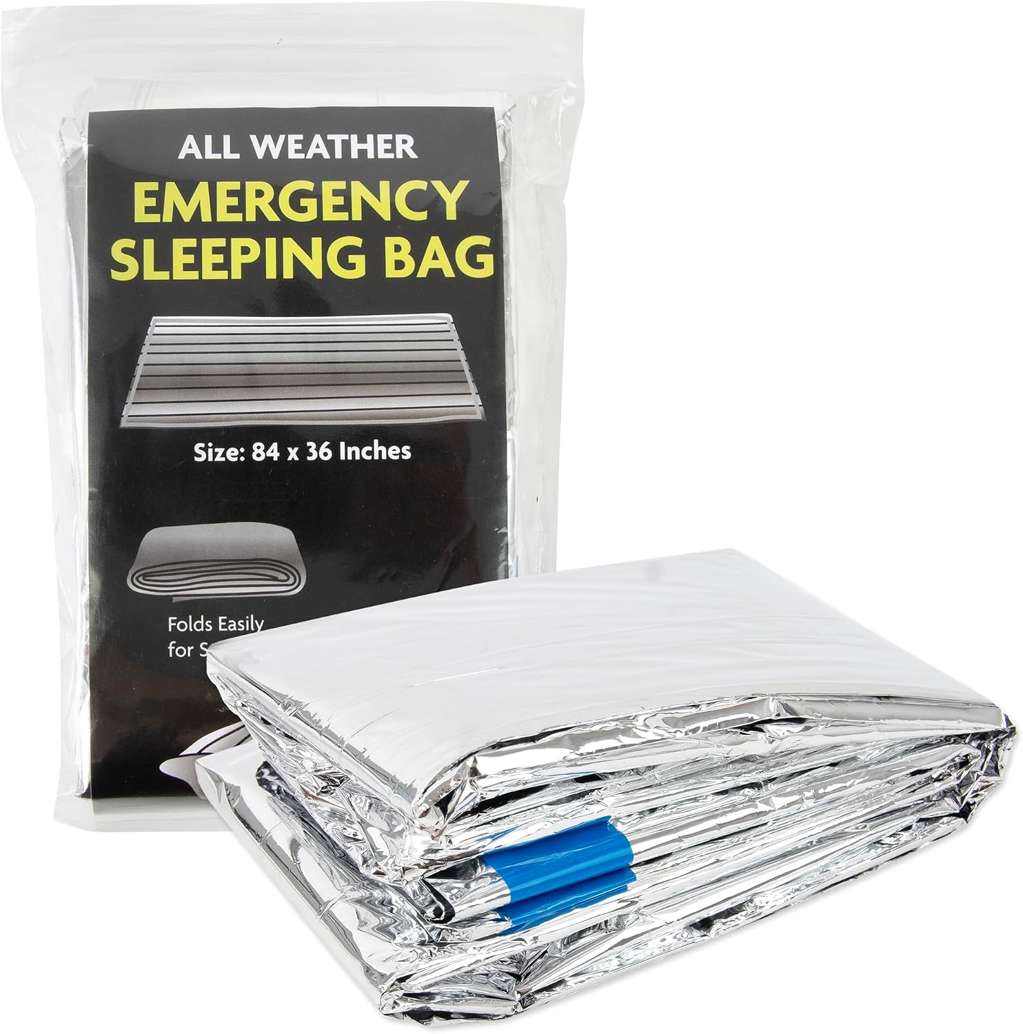 Mylar Emergency Thermal Blanket Sleeping Bag for Survival (2 Pack), Thick Reusable Mylar Space Blankets Bulk 84"L x
