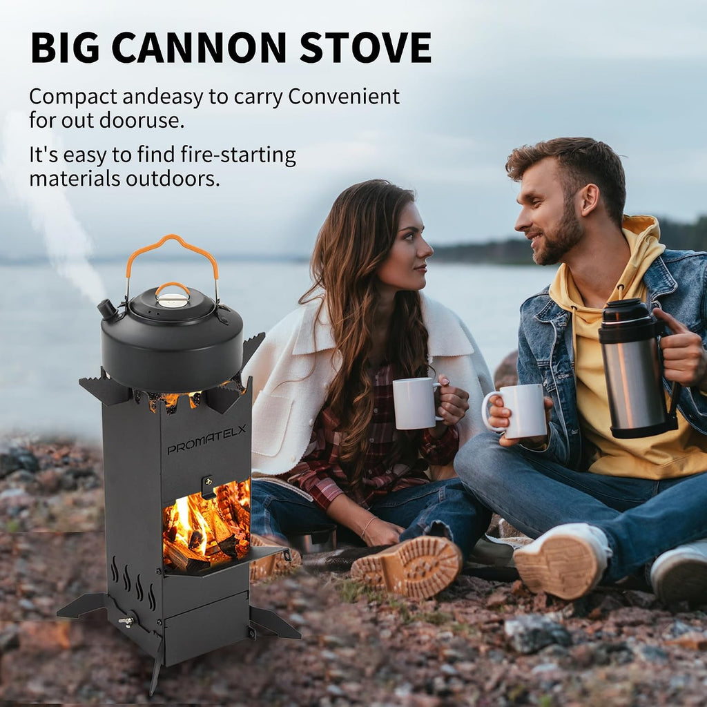 Portable Rocket Stove Wood Burning Camping Stoves Attached bag | Carbon steel material ，Outdoor Charcoal Grill for