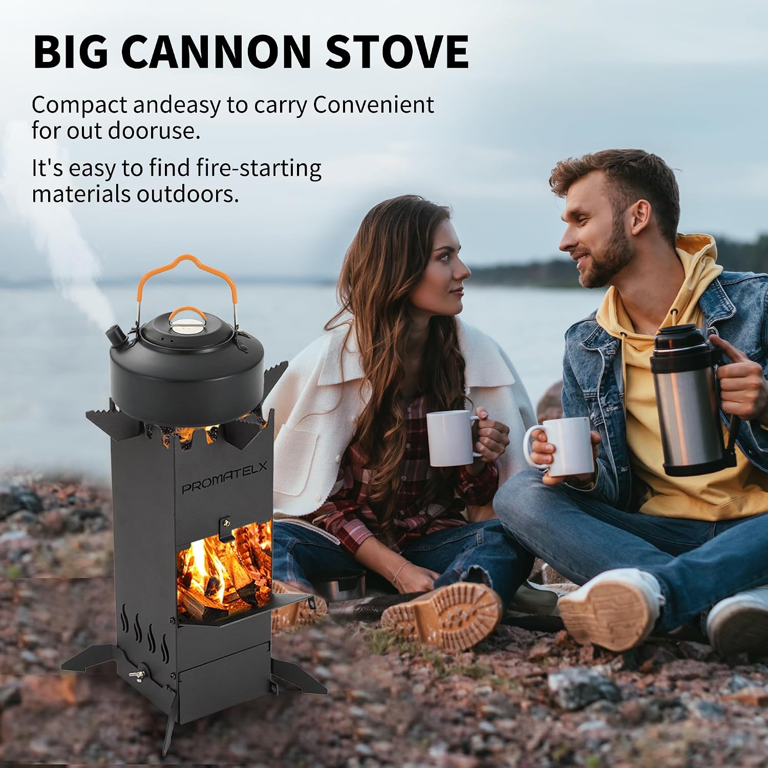 Portable Rocket Stove Wood Burning Camping Stoves Attached bag | Carbon steel material ，Outdoor Charcoal Grill for