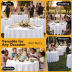 6-Pack White Round Tablecloths, 120 in, for 5-6 Ft Round Tables