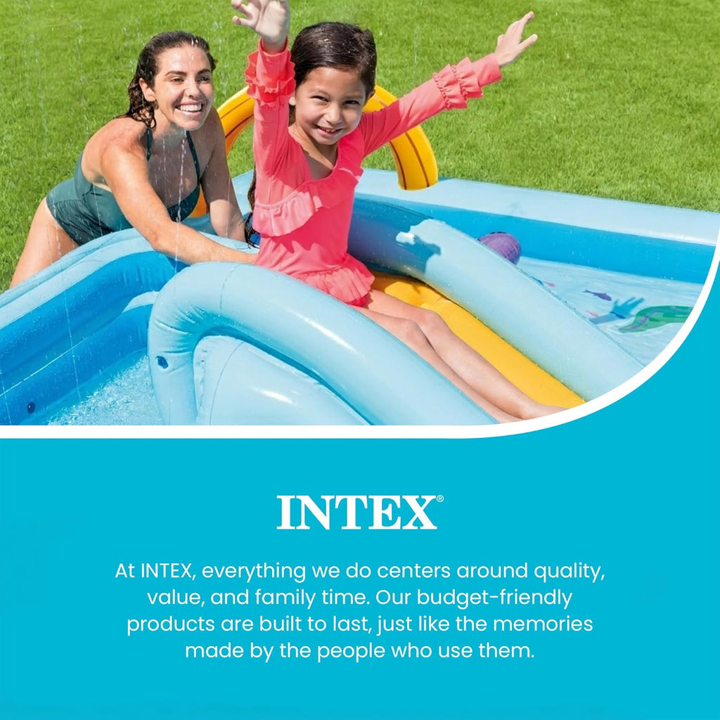 96" x 78" x 28" Inflatable Jungle Adventure Play Center Spray Kiddie Pool - Backyard Kids Water Slide, Outdoor