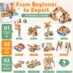 Kids Tool Set with Drill & Toolbox, 160PCS STEM Construction Building Toys