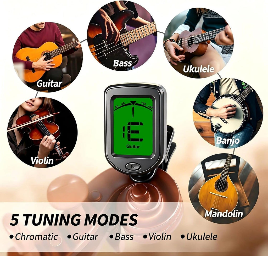 Guitar Tuner Clip On 12 Pack Tuners for Acoustic Electric Guitar Bass Ukulele Violin Banjo Tuning