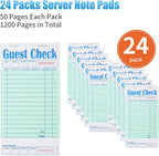 24 Pack Guest Checks Books for Servers Server Note Pads, Green