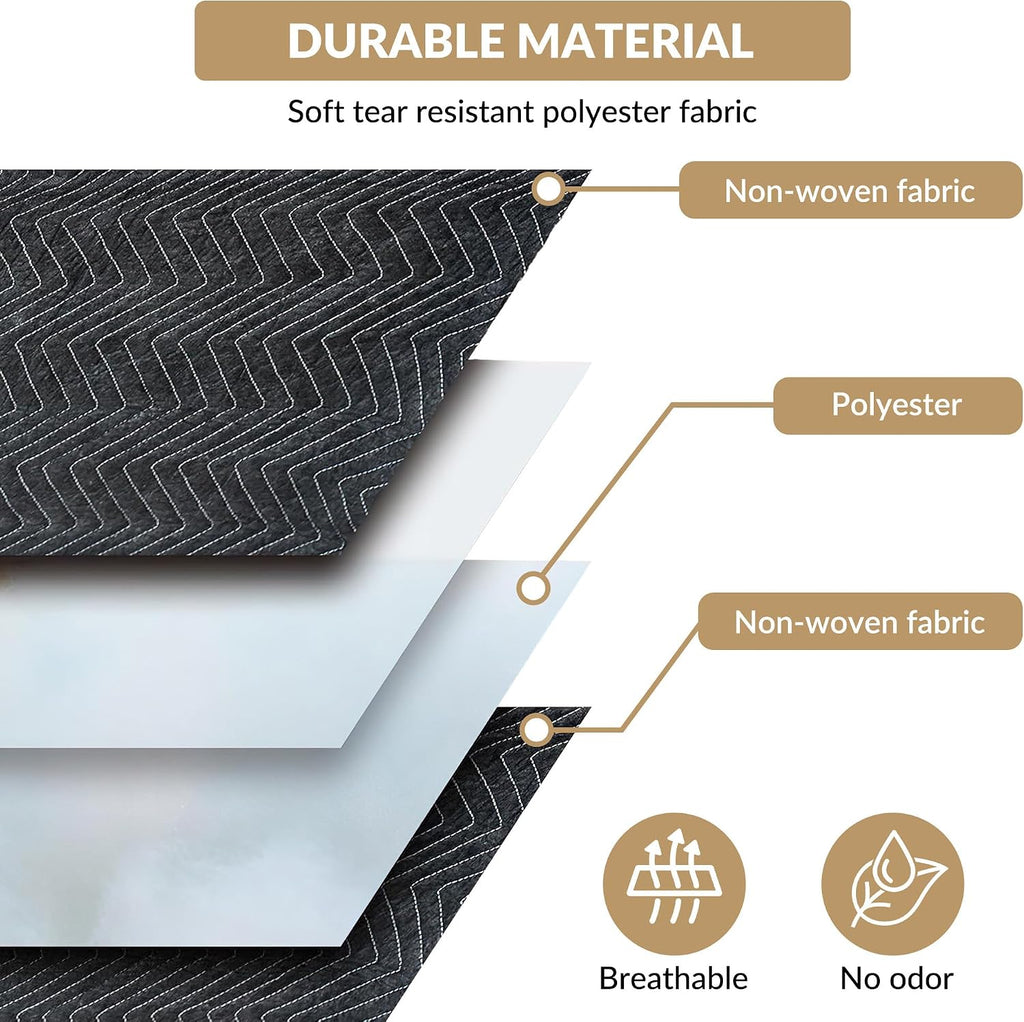 1 Piece Moving Blanket, Black Non-Woven Fabric, 183x203cm, Scratch-Proof, Dust-Proof, Stain-Proof, Cushioning