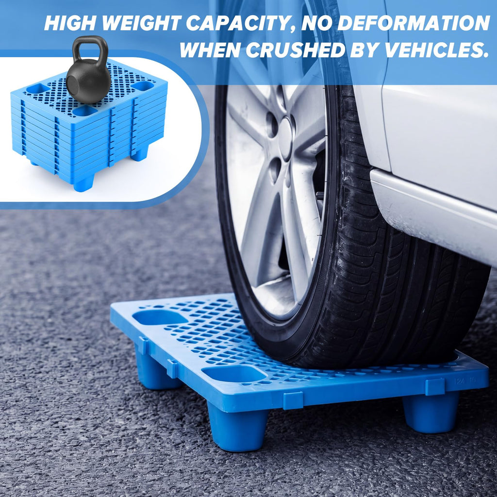 10 Pack Plastic Pallets Nestable Moisture Waterproof Lightweight Floor Pallets with Breathable Grid for Garage Market