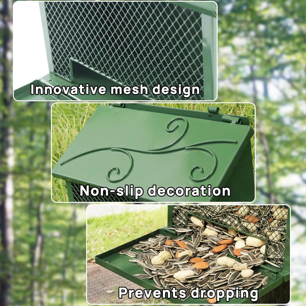 Metal Squirrel Feeder, Squirrel Feeders for Outside Hanging Nesting Box Chipmunk Picnic Table House Outdoors for