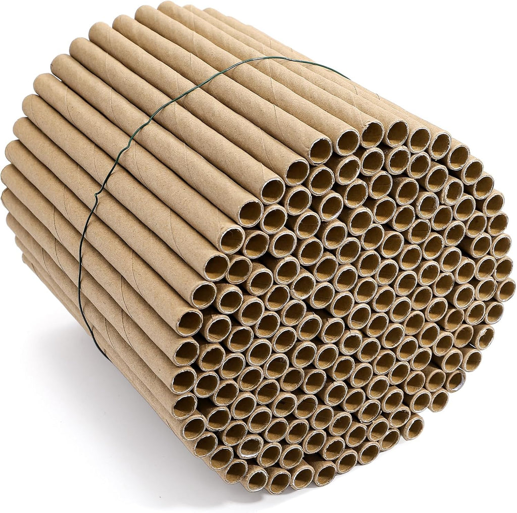 200 Pack Mason Bee House Tubes, 6 Inch Long x 5/16 Inch Diameter Cardboard Nesting Refill Inserts Liners Tubes for