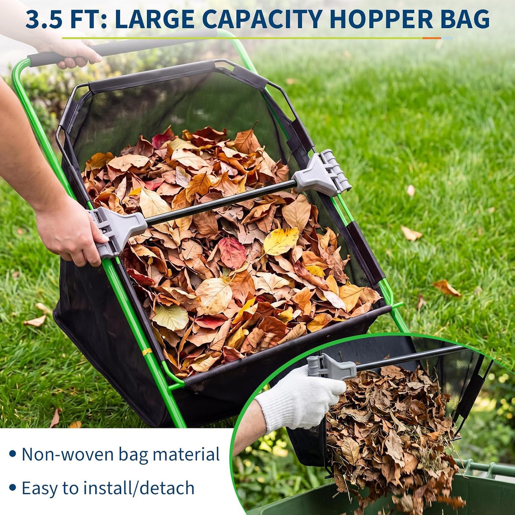 21-Inch Push Lawn Sweeper, Heavy Duty Manual Leaf & Grass Collector with 3.5 Cu. ft. Large Hopper Bag, Adjustable