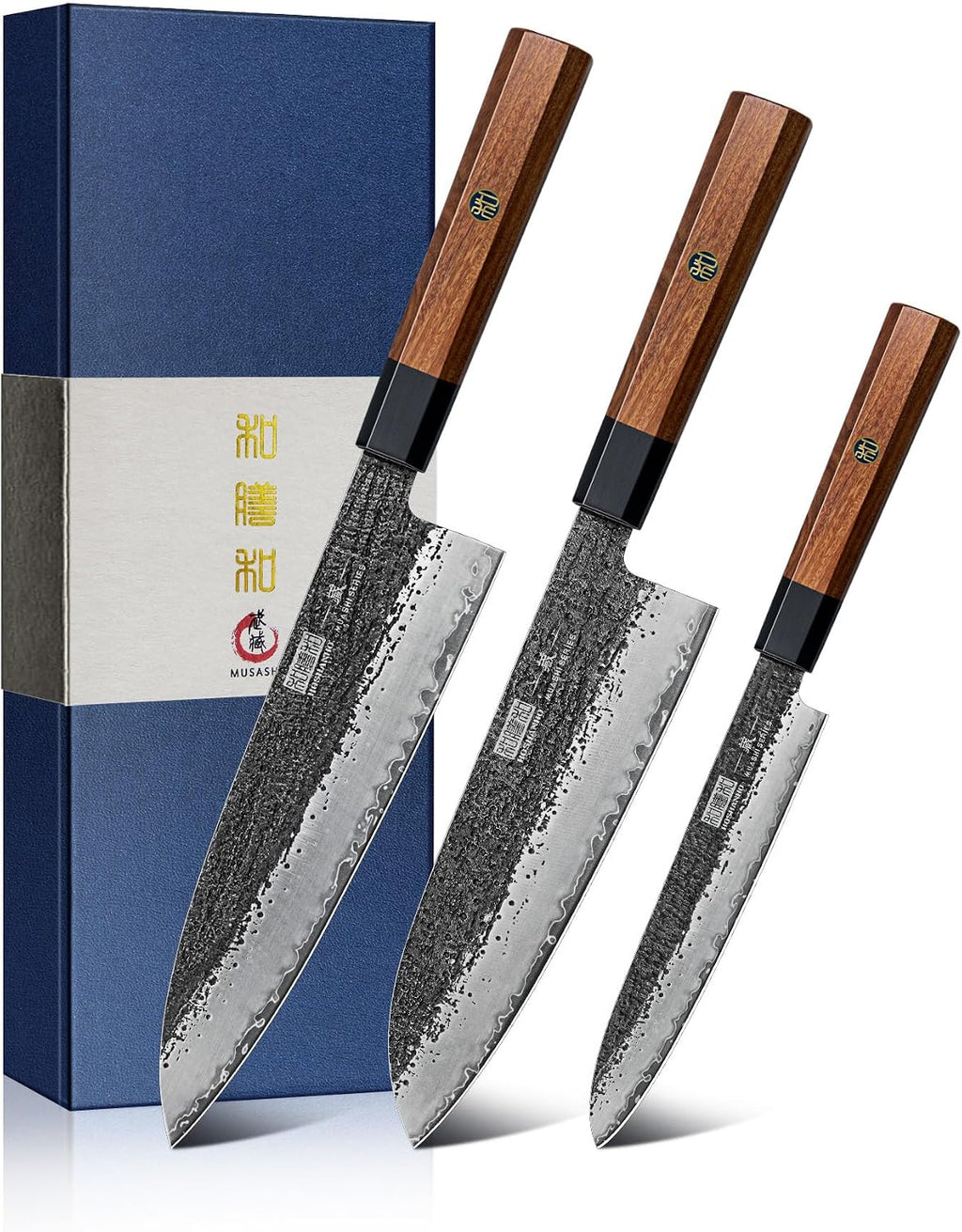 3 Pieces Knife Set, Japanese Kitchen Knife Set, Rosewood Handle