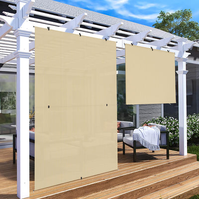 Shades Roll Up Outdoor 6'Wx6'H Foldable Roller Shade Blinds Exterior Block Sun Screen for Outside Porch Deck Balcony
