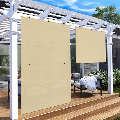Shades Roll Up Outdoor 6'Wx6'H Foldable Roller Shade Blinds Exterior Block Sun Screen for Outside Porch Deck Balcony