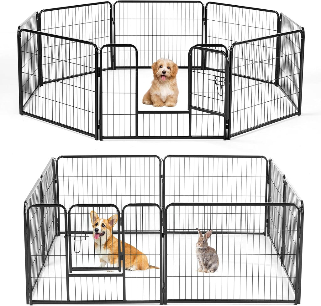 Dog Playpen Indoor 8 Panels 24 Inch, Metal Outdoor Dog Fence Pen