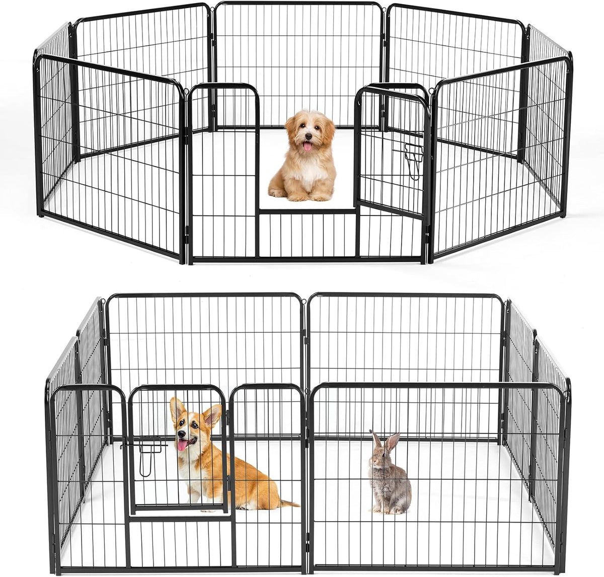 Dog Playpen Indoor 8 Panels 24 Inch, Metal Outdoor Dog Fence Pen