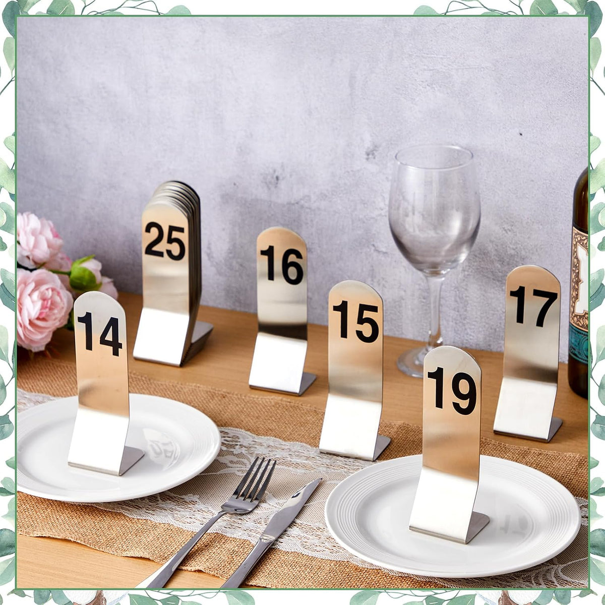 1-25 Table Numbers Sliver Z Stand, Double Sided Steel Stands
