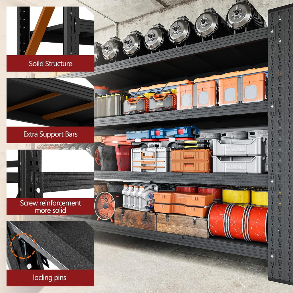 5000LBS Storage Shelves,71" W Garage Shelving Heavy Duty Metal Adjustable Garage Shelves, Shelving Units Industrial