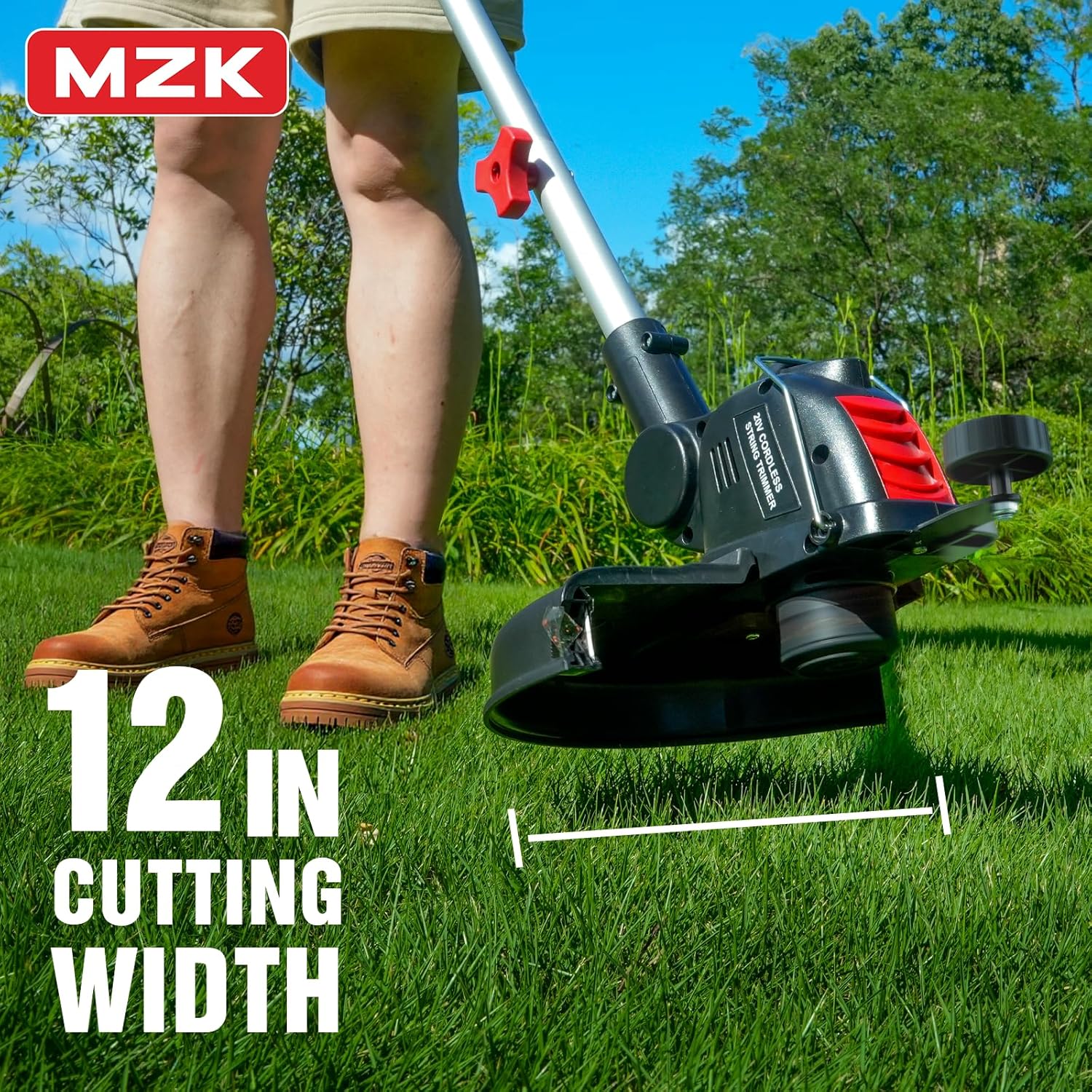 20V 12-Inch Cordless Weed Wacker, 8000 RPM, 4.0Ah Battery | Auto line feed trimmer with 8 spools for edging, grass
