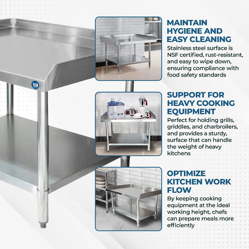 24" x 60" Equipment Stand with Undershelf, Stainless Steel, NSF