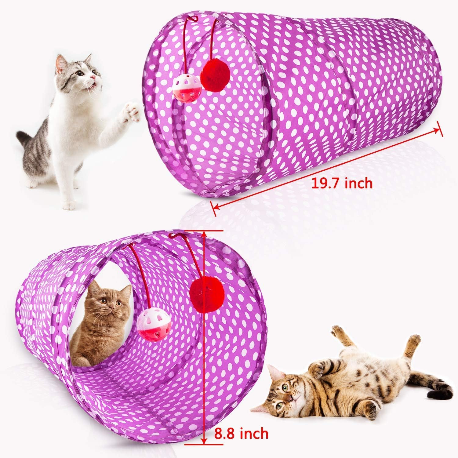 28Pcs Cat Toys Kitten Toys Assorted, Cat Tunnel Catnip Fish Feather Teaser Wand Fish Fluffy Mouse Mice Balls and