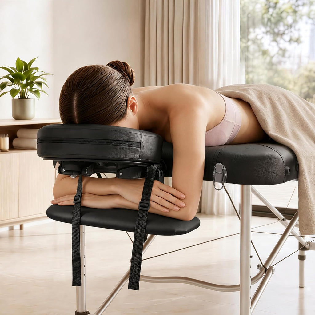 Portable Folding Massage Table Adjustable Lash Tattoo Bed Black