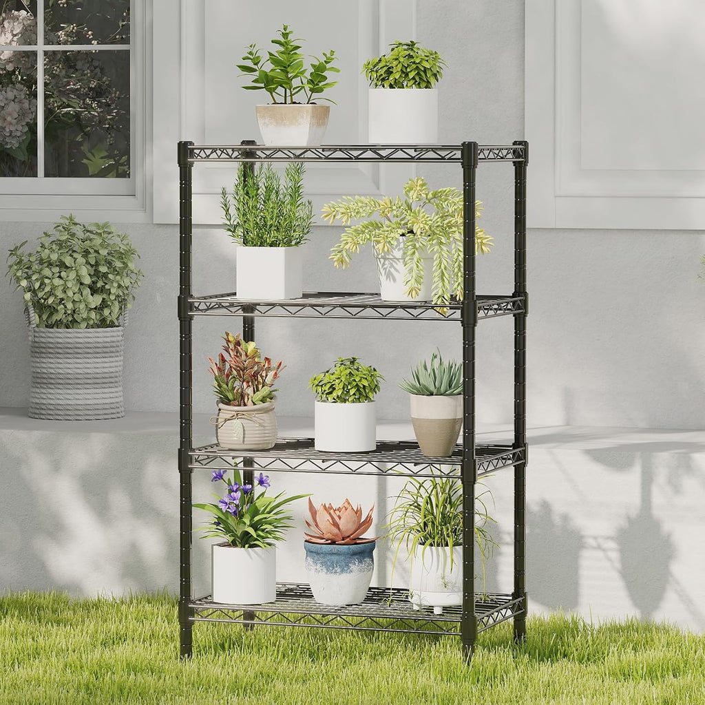4-Tier Metal Wire Storage Shelves, Adjustable Standing Storage Rack Shelf, Heavy Duty Steel Shelving Unit Organizers