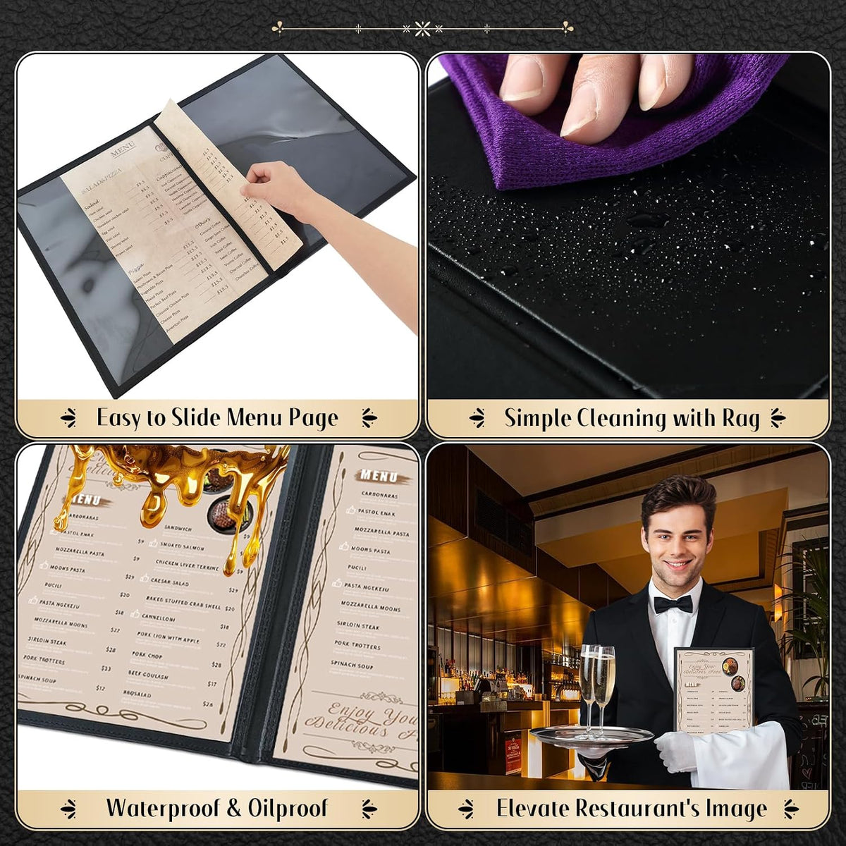 Restaurant Menu Cover Holders, Coffee (10, 6 View (8.5"x11"))