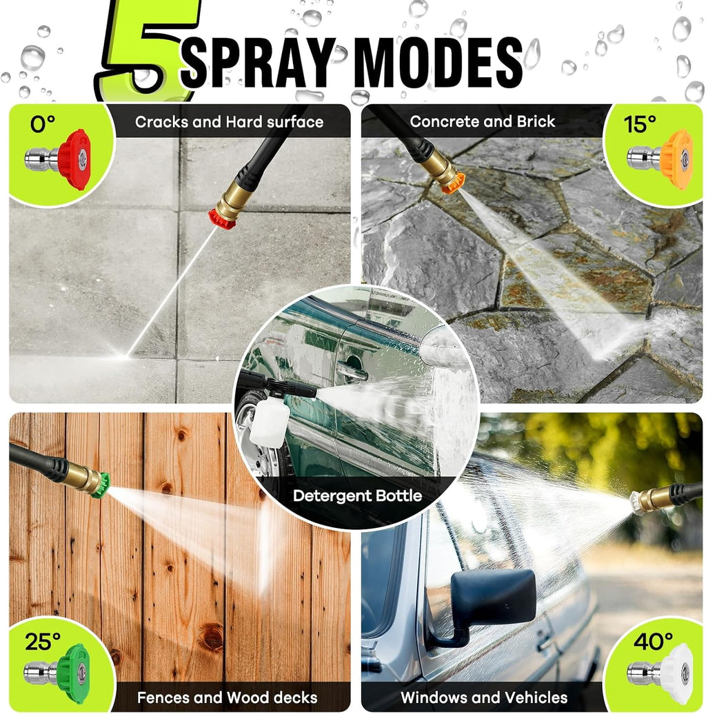 Pressure Washer, Power Washer with 4 Quick Connect Nozzles 1 Foam Cannon, High Pressure Cleaning Machine for