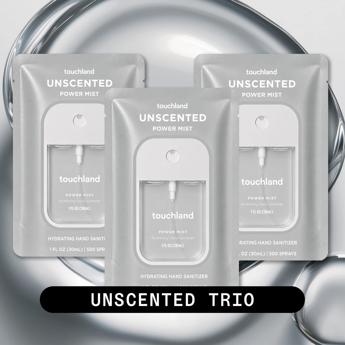 Unscented Hydrating Hand Sanitizer Spray, 3 Pack Travel Size