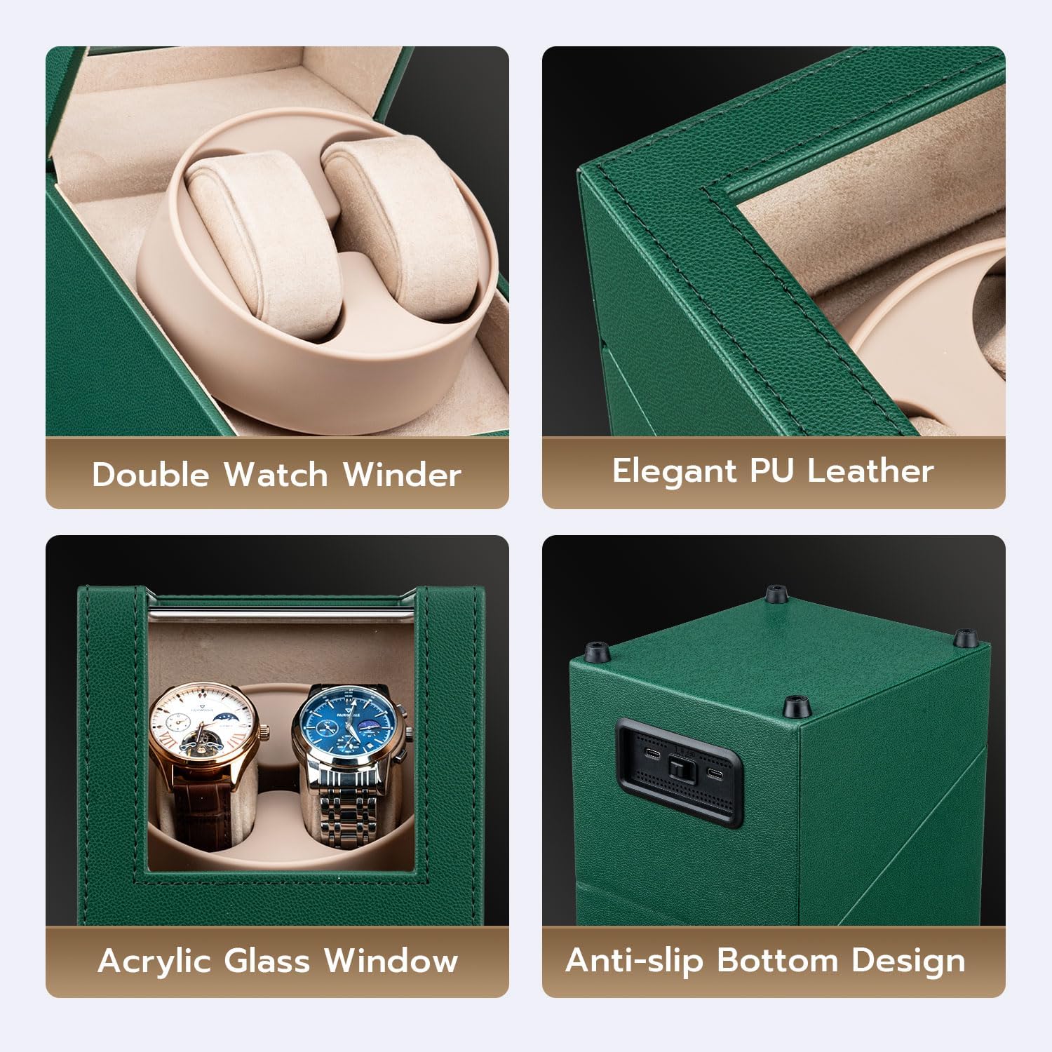 Watch Winder for Automatic Watches, Double Automatic Watch Winder Box, Automatic Watch Display Storage Rotation