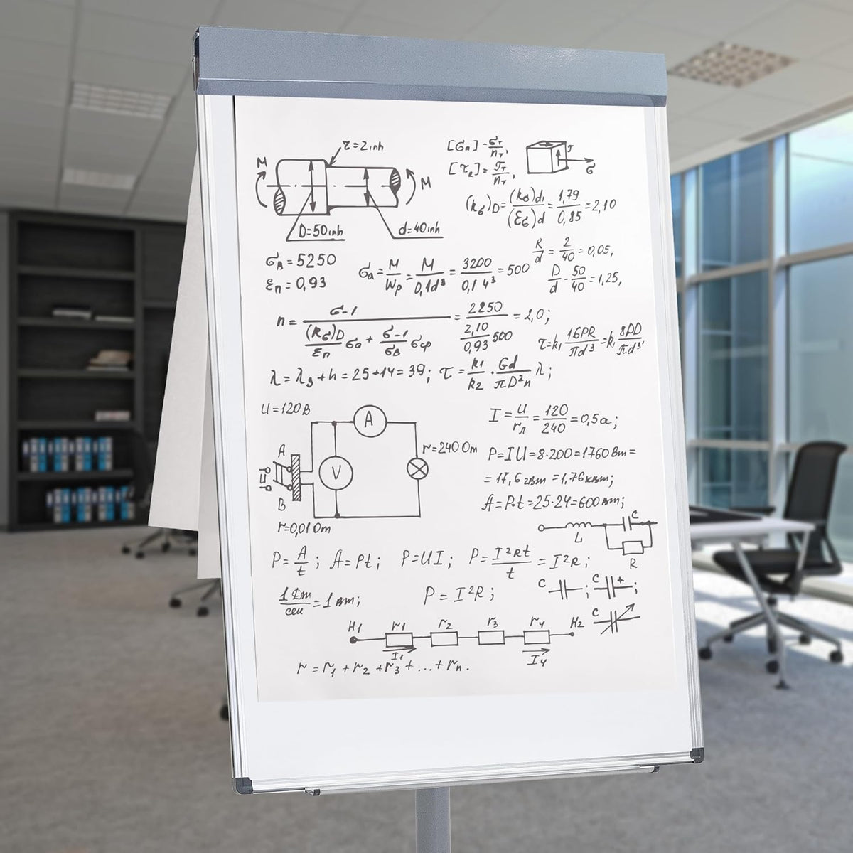 Sunnydaze Adjustable Magnetic Whiteboard Easel – Rolling Dry Erase Board with Flip Chart for Office, Home, or School