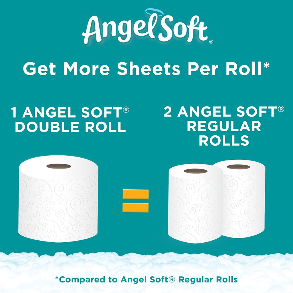 Angel Soft White 2-Ply Septic Safe Toilet Paper Tissue, 36 Double Rolls, 72 Regular Rolls, 260 Plus Sheets Per Double