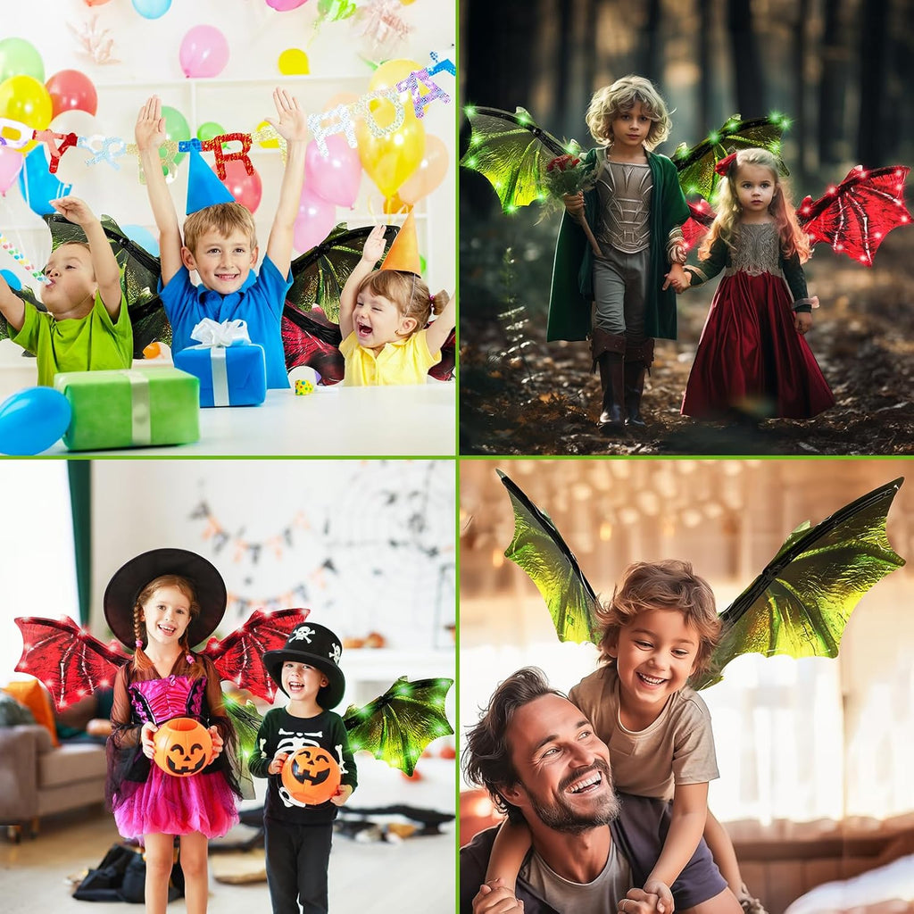 Electric Dragon Wings, Kids Dinosaur Costume Wings with LED Light & Music, Halloween Dino Dress-Up Costumes for Boys