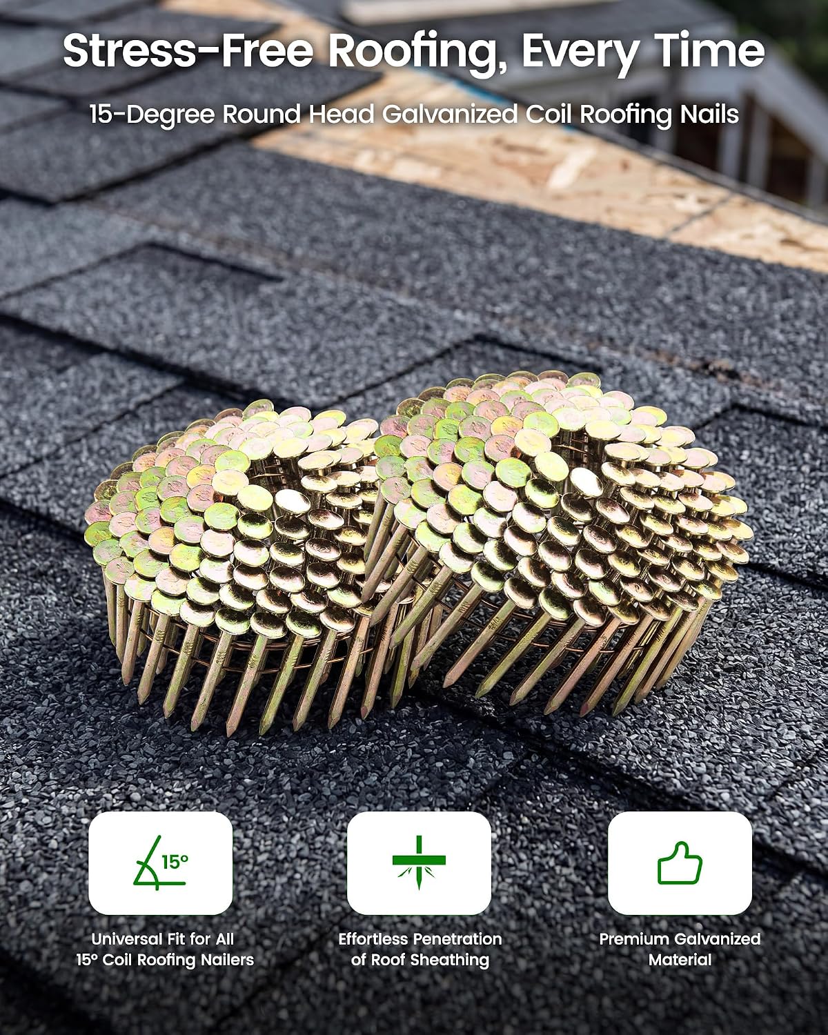 Roofing Nails 1-3/4 Inch 15 Degree Wire-weld Collated Nails 720PCS