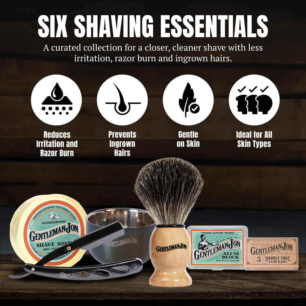 Straight Razor Shaving Kit - Wet Shave Grooming Set for Men