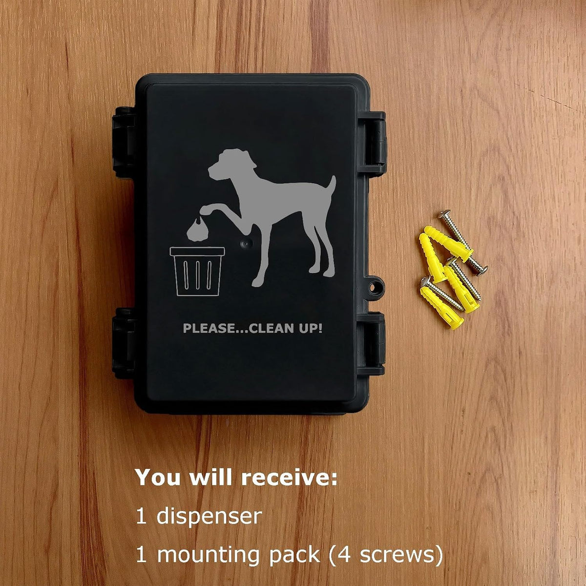 Dog Poop Bag Dispenser Wall Mounted Waterproof Outdoor Pet Waste Bags Dispenser Station with Cute Doggie Poo Images