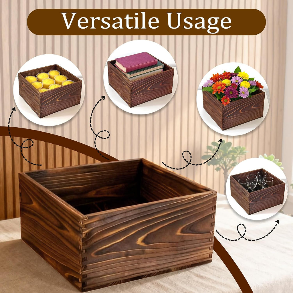 6-Pack Wood Risers Display Stands, Multi-Height Food Risers for Buffet Table, Rustic Wooden Cake & Cupcake Stands for