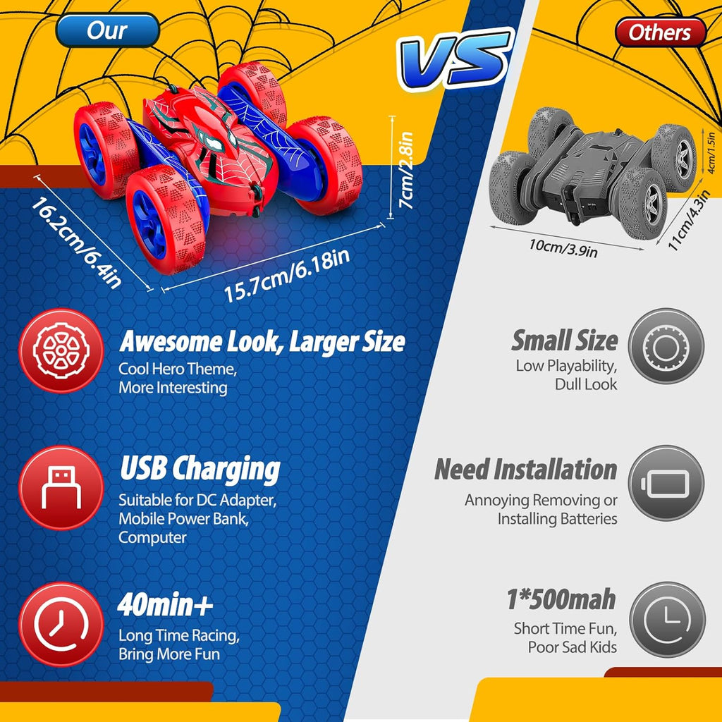 Remote Control Car,RC Cars Boys Toys for 3 4 5 6 7 8 9 10 11 12 Year Old Boy Double Sided 360°Flip 4WD Rechargeable