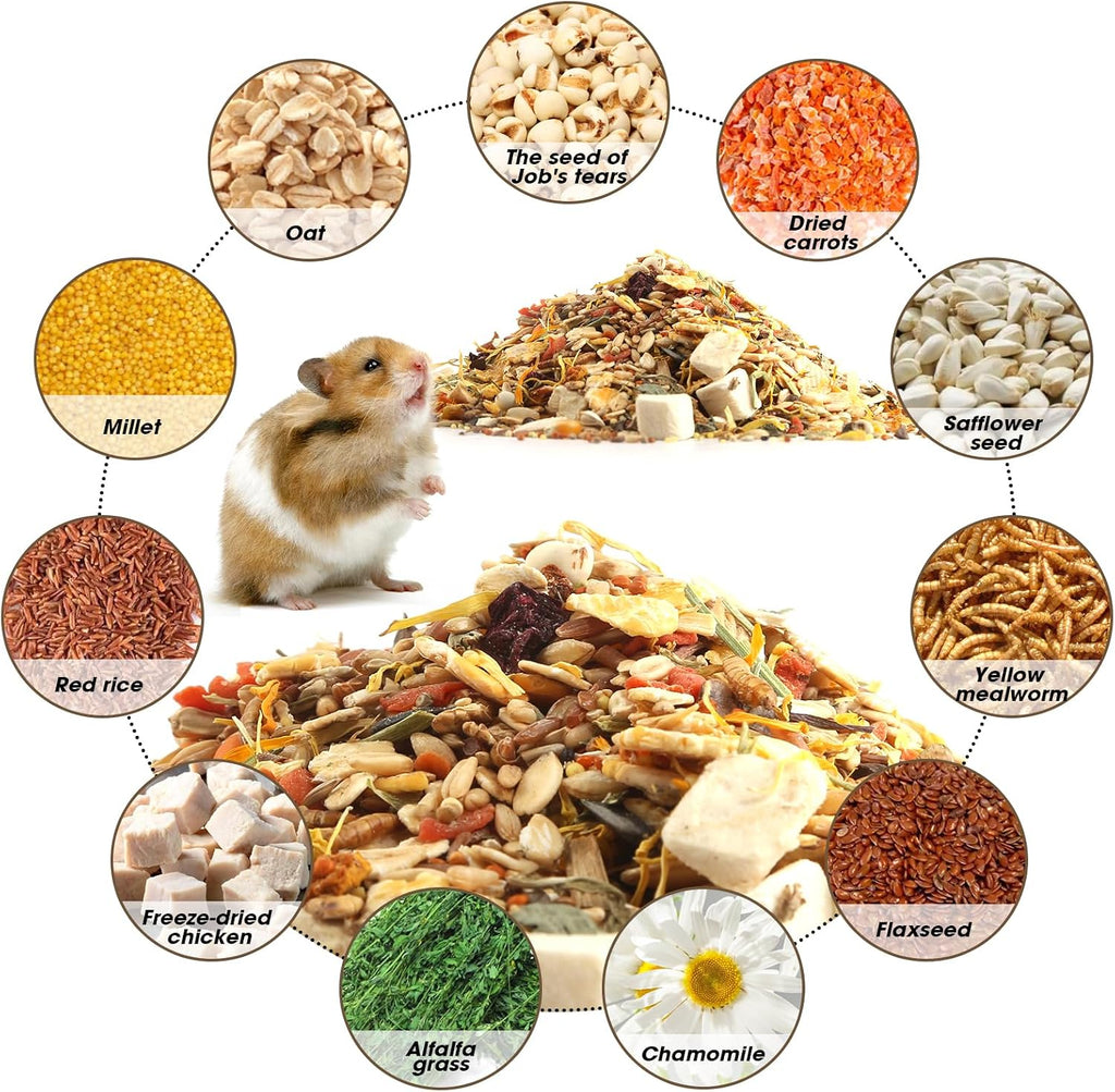 Gourmet Hamster & Gerbil Food, Dry Food for Hamsters-Supports Healthy Digestion and Healthy Teeth Unique Edible