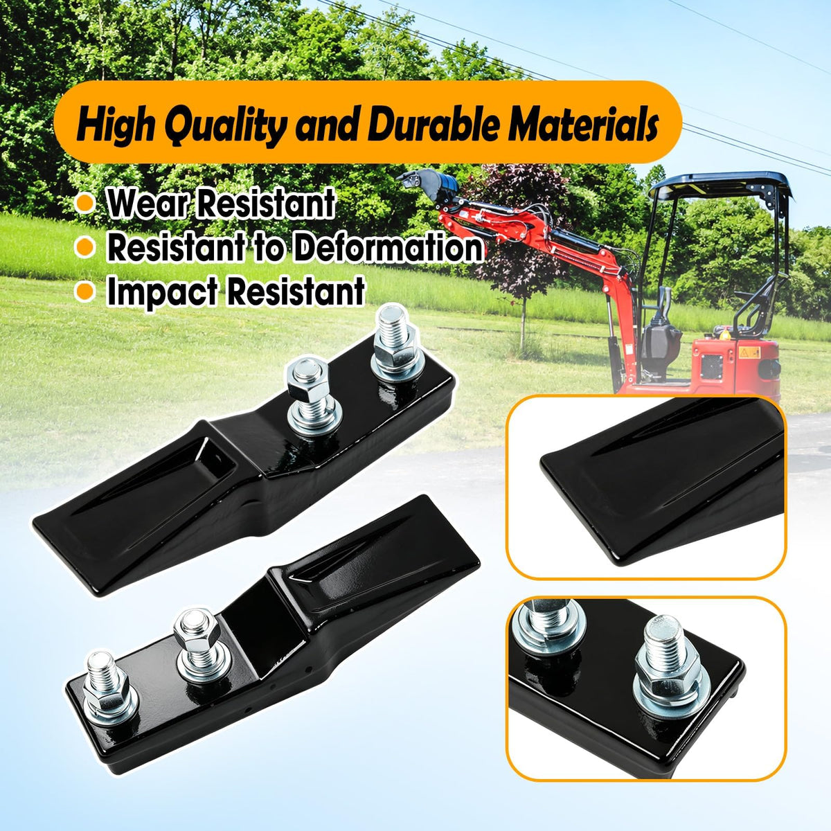 6 Pcs Digging Bucket Teeth with Flex Pins Kit Aperture 0.39in