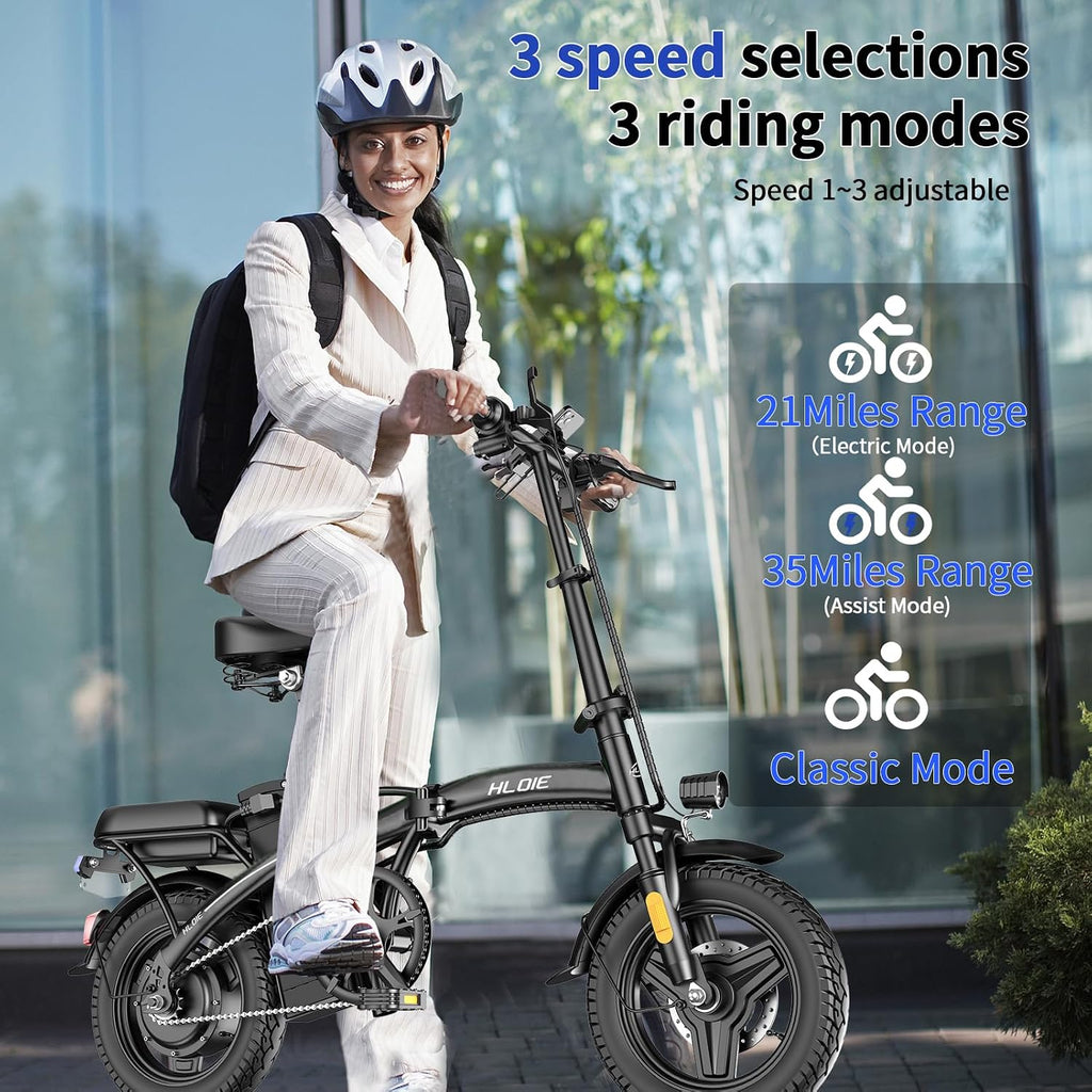 Folding Electric Bike for Adults, Peak 750W Motor,20MPH Max Speed Foldable Electric Bicycles,14" Ebike, 48V12AH