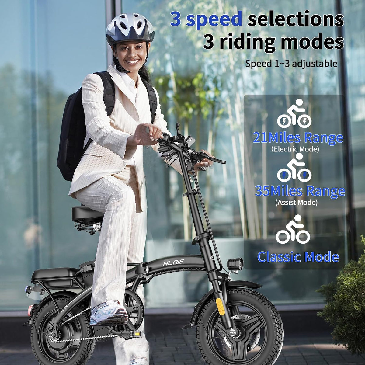 Folding Electric Bike for Adults, Peak 750W Motor,20MPH Max Speed Foldable Electric Bicycles,14" Ebike, 48V12AH