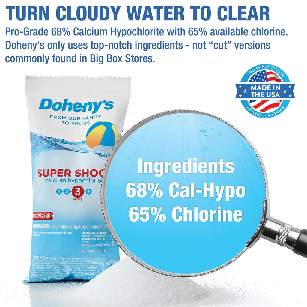 Super Pool Shock | Pro-Grade Chlorine Shock, Quick-Dissolving, Fast-Acting 68% Cal-Hypo Granular Pool Shock | 24 x