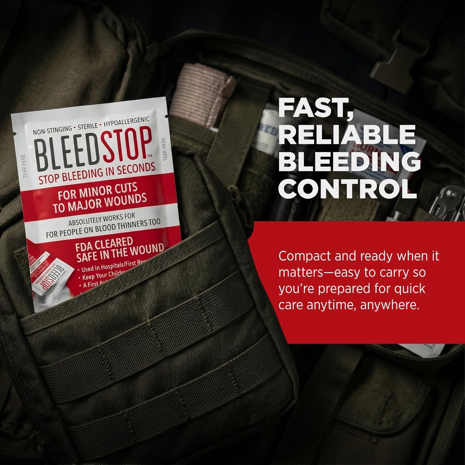 First Aid Powder for Blood Clotting, Trauma Kit, Blood Thinner Patients, Camping Safety, and Survival Equipment for