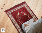 TB Islamic Prayer Rug Plush Soft Velvet Muslim Mat Unique Arabic Turkish African Embroidered Design Prayer Bead Daily