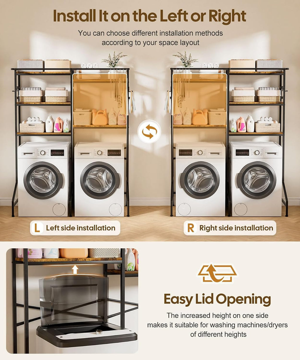 Over The Washer and Dryer Storage Shelf: 5-Tier Heavy Duty
