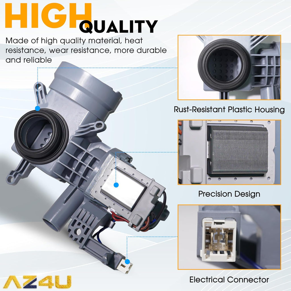 Upgrade For Maytag MHW3505FW0 MHW5500FC0 MHW5500FC1 MHW5500FW0 MHW3000BW2 MHW3505FW1 MHW4200BG2 MHW4300DW0 MHW5100DW0 MHW5400DC0 MHW6000AW1 MHW7100DC0 MHW7100DW0 MHW5500FW1 Replaces Washer Drain Pump