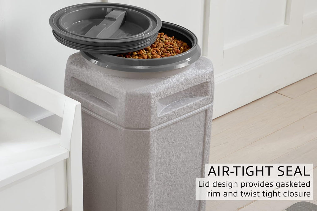 Airtight Dog Food Storage Container – 13 Gal, up to 54 lb Capacity – Cat and Dog Food Container with Twist Lid &