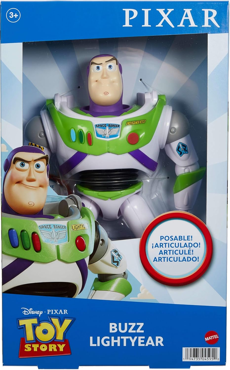 Disney Pixar Toy Story Large Action Figure, Posable Buzz Lightyear Collectible in Spacesuit Look, 12-inch Scale